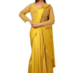 Womens Beads Embellished Nylon Blend Saree